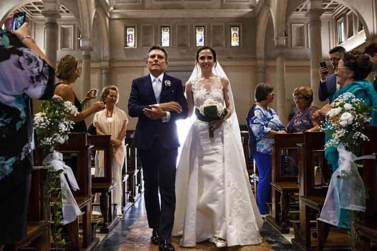 Milan Church Wedding, bride and father