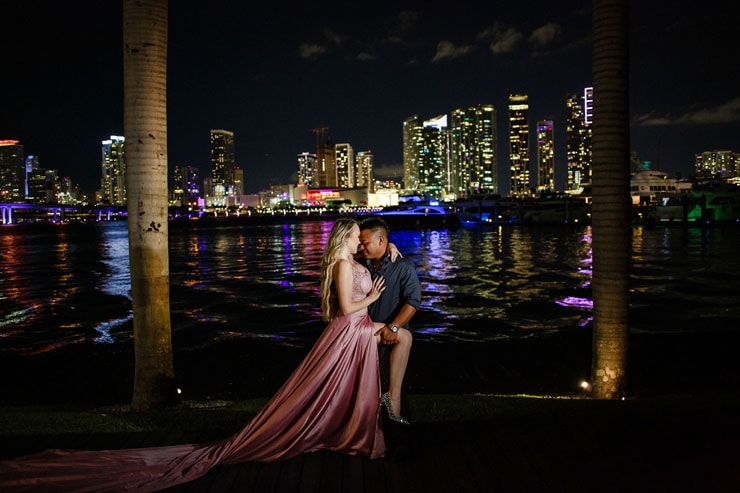 Miami Florida Wedding Photography with city lights